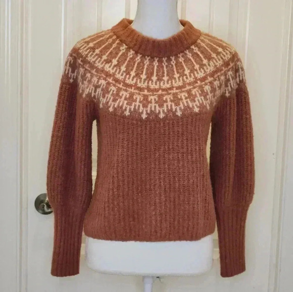 Universal Thread chunky cropped long capped sleeve orange winter sweater size s - Picture 1 of 10